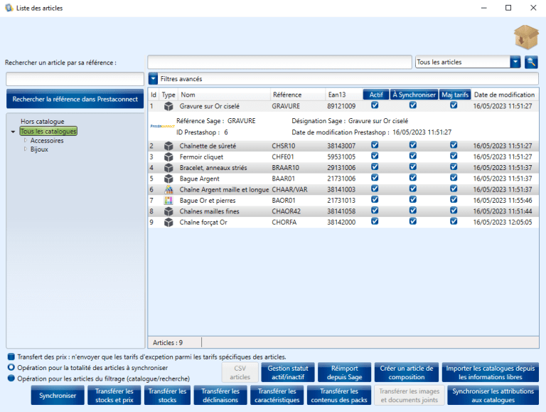 Prestaconnect : Connecteur pour automatiser les échanges dans le logiciel de gestion commerciale SAGE et le site e-commerce PRESTASHOP